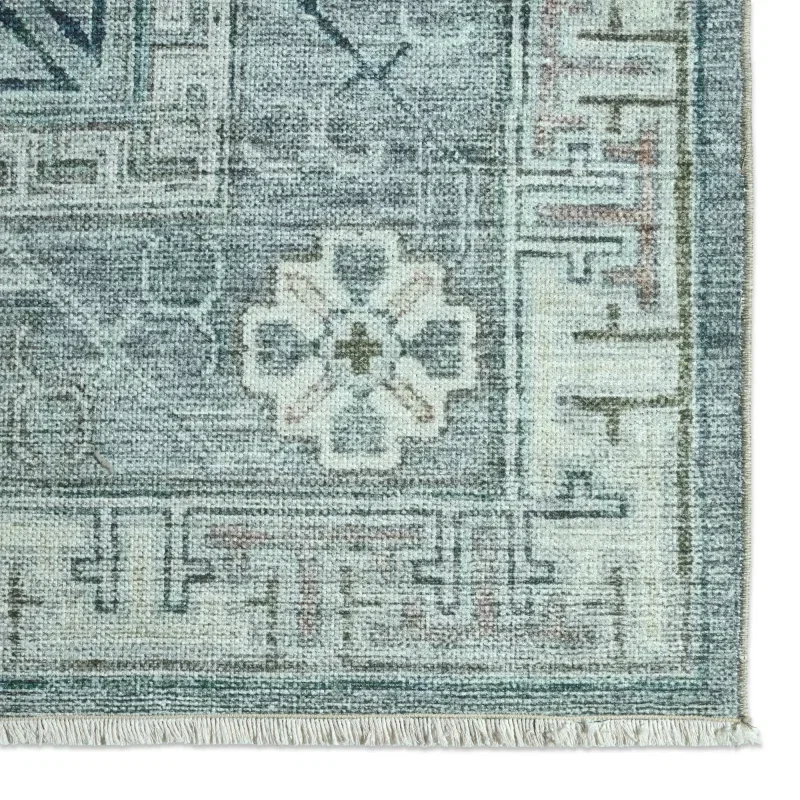 Tapete Trovador Medallón Persa en Gris y Azul