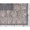 Tapete Exterior Bordes Ornamental Geométrico en Gris Carbón