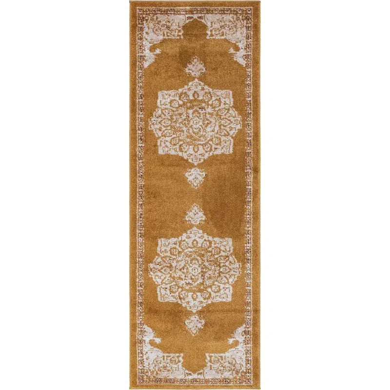 Tapete Zafiro Medallón Ornamental en Amarillo