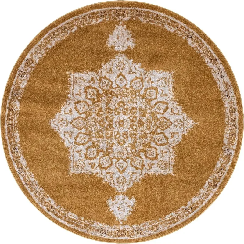 Tapete Zafiro Medallón Ornamental en Amarillo