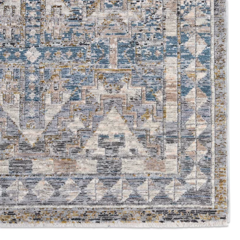Tapete Valencia Diamante Tribal en Gris y Azul