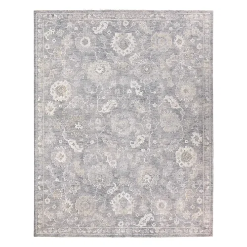 Tapete Vega Floral Oushak en Azul y Gris