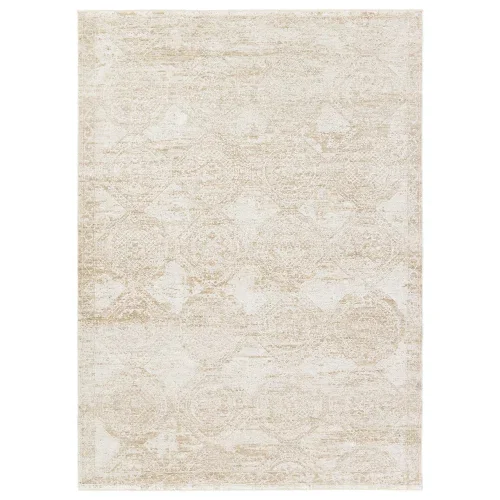 Tapete Vega Medallón Oushak Vintage en Blanco y Beige