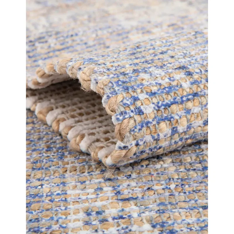 yute y chenille medallon curvo azul