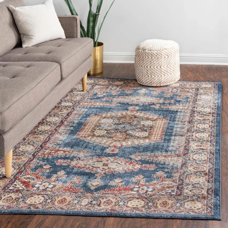 Tapete Zafiro Medallón Ornamental en Azul