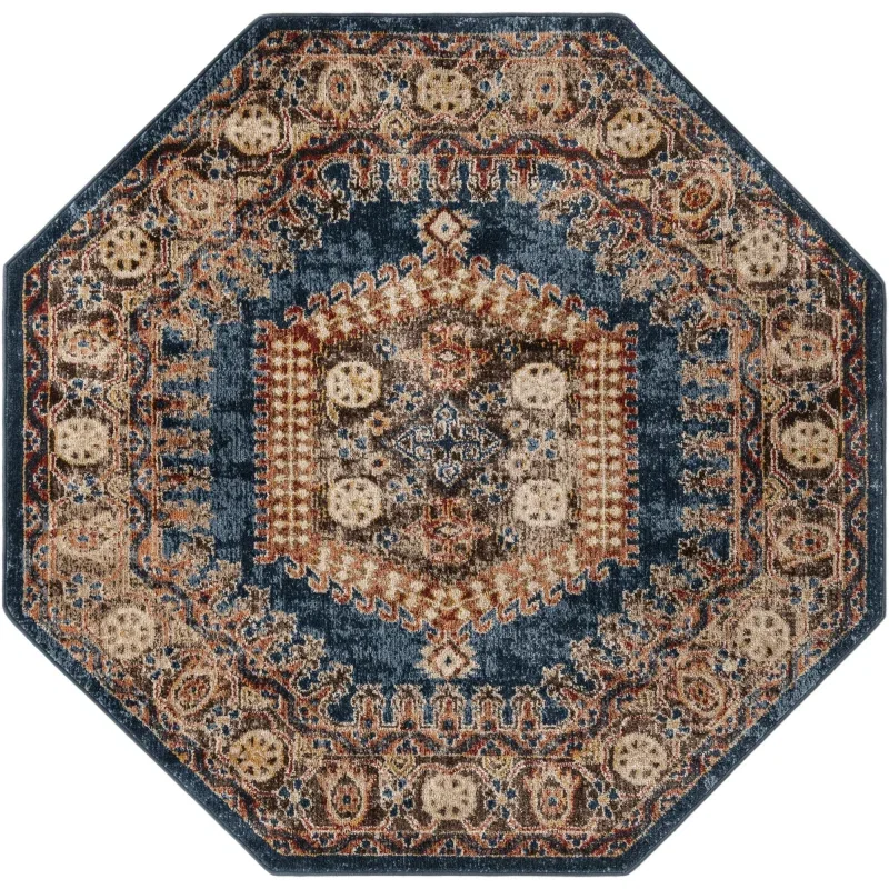 Tapete Zafiro Medallón Ornamental en Azul