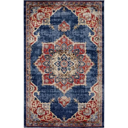 zafiro medallon floral persa en azul oscuro