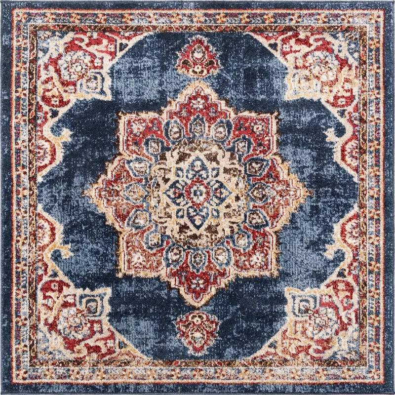 zafiro medallon floral persa en azul oscuro