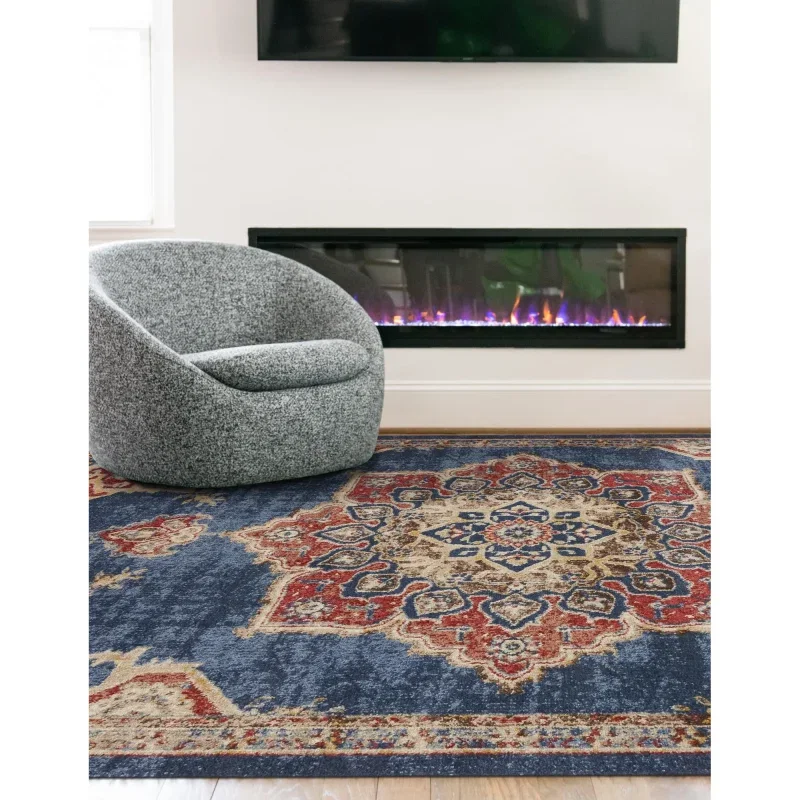 zafiro medallon floral persa en azul oscuro