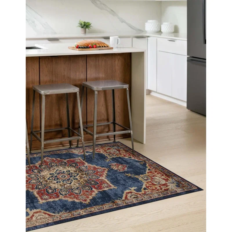 zafiro medallon floral persa en azul oscuro