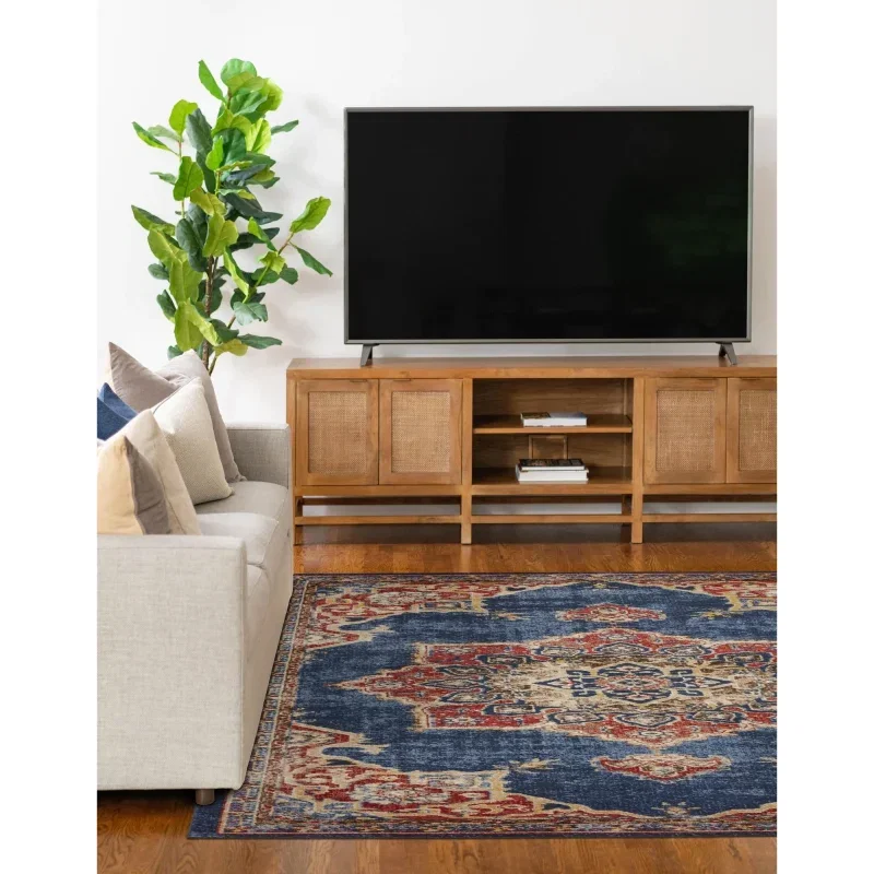 zafiro medallon floral persa en azul oscuro