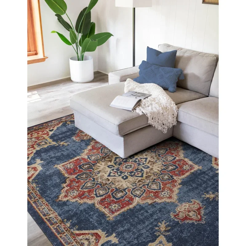 zafiro medallon floral persa en azul oscuro