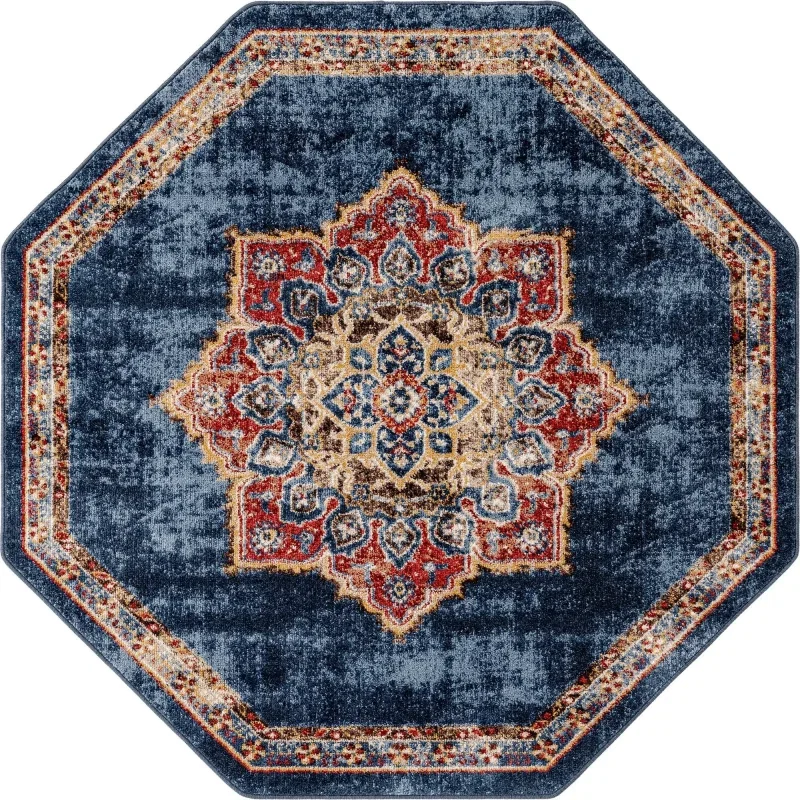 zafiro medallon floral persa en azul oscuro