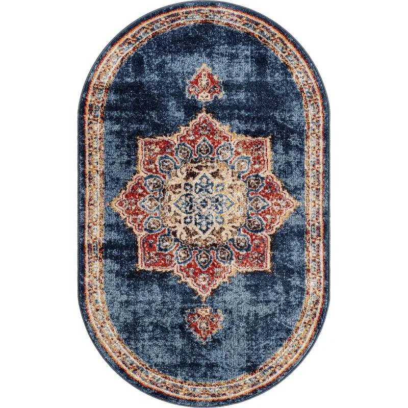 zafiro medallon floral persa en azul oscuro