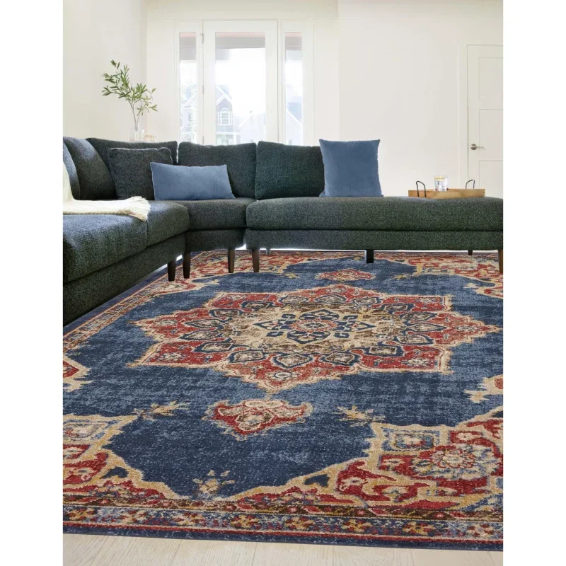 zafiro medallon floral persa en azul oscuro