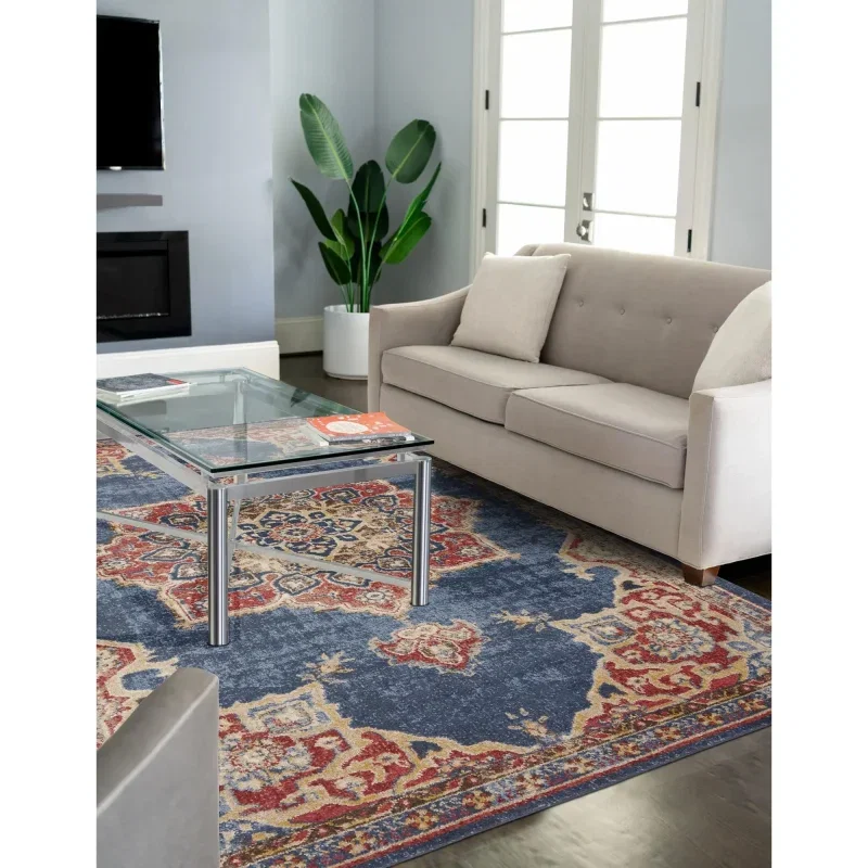 zafiro medallon floral persa en azul oscuro