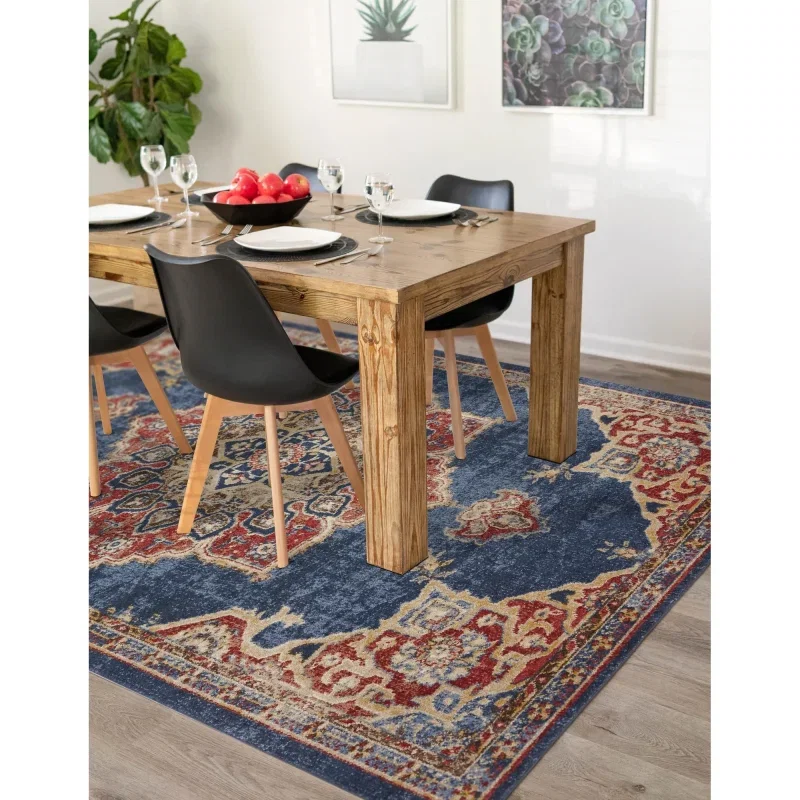 zafiro medallon floral persa en azul oscuro