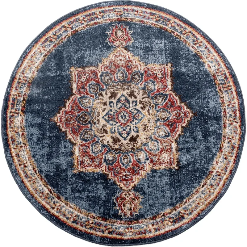 zafiro medallon floral persa en azul oscuro