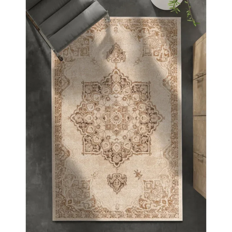 Tapete Zafiro Medallón Floral Persa en Beige