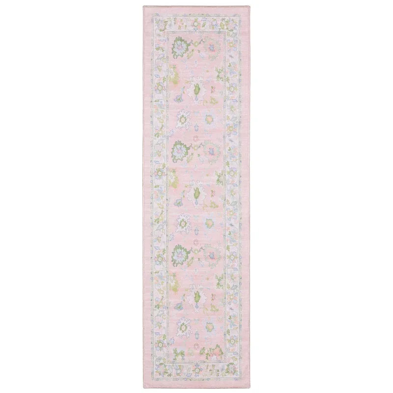 Tapete Adina Floral en Rosa Pastel con Verde