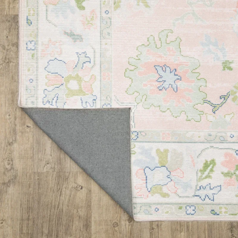 Tapete Adina Floral en Rosa Pastel con Verde