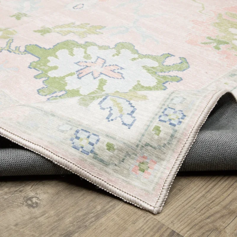 Tapete Adina Floral en Rosa Pastel con Verde