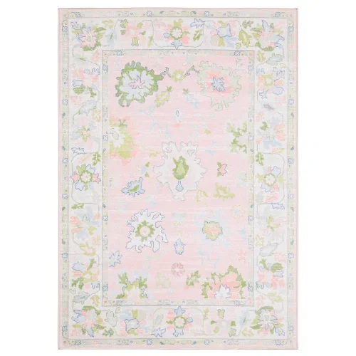 Tapete Adina Floral en Rosa Pastel con Verde