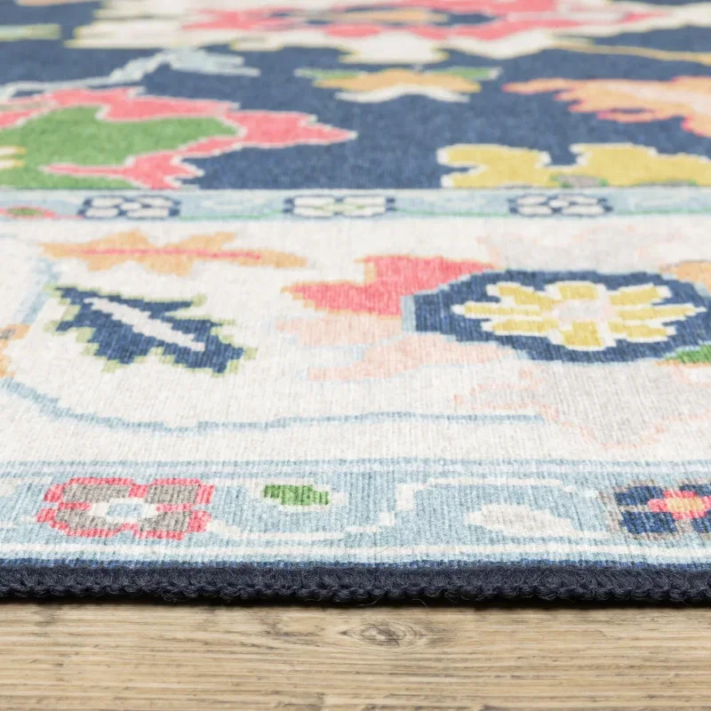 Tapete Adina Floral Vibrante en Azul Marino