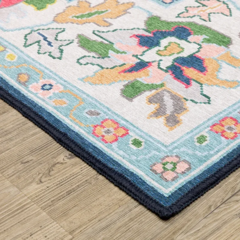 Tapete Adina Floral Vibrante en Azul Marino
