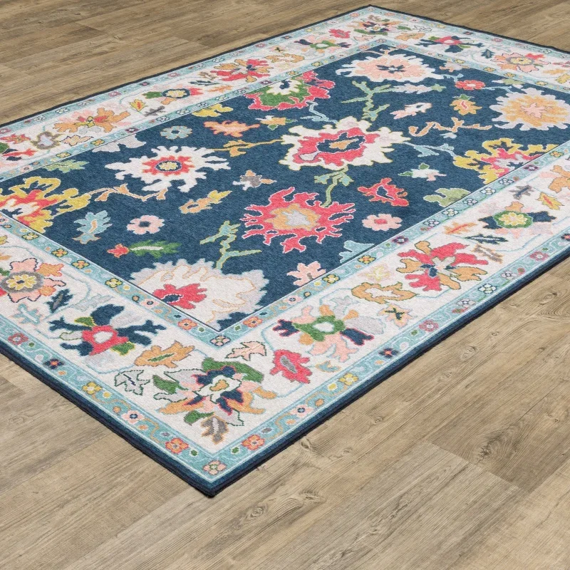 Tapete Adina Floral Vibrante en Azul Marino