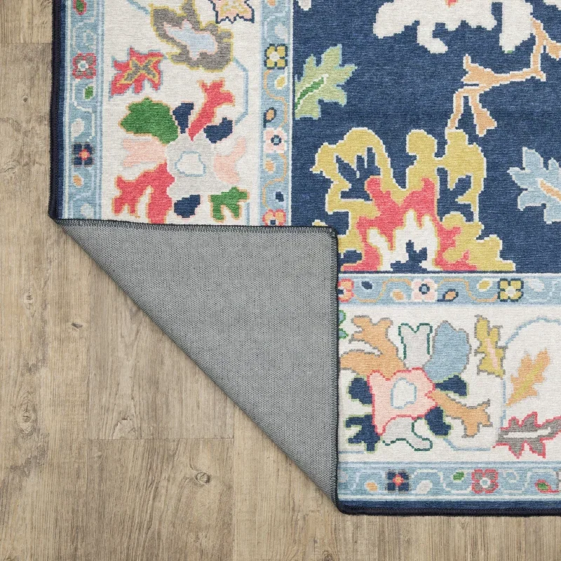 Tapete Adina Floral Vibrante en Azul Marino