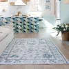 Tapete Adina Oushak en Marfil con Azul ambientado 2