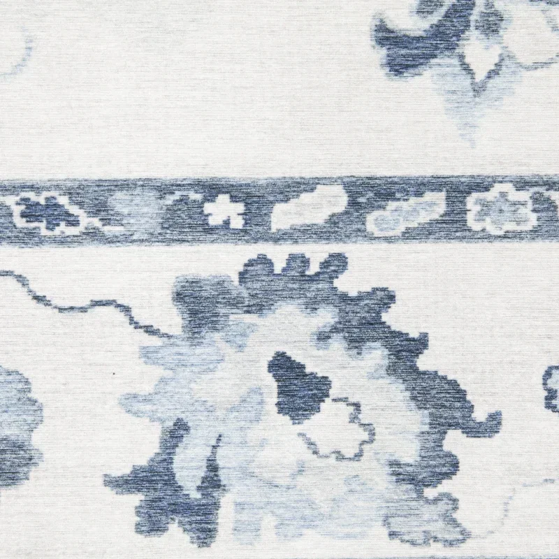 Tapete Adina Oushak en Marfil con Azul, detalle de la textura 3
