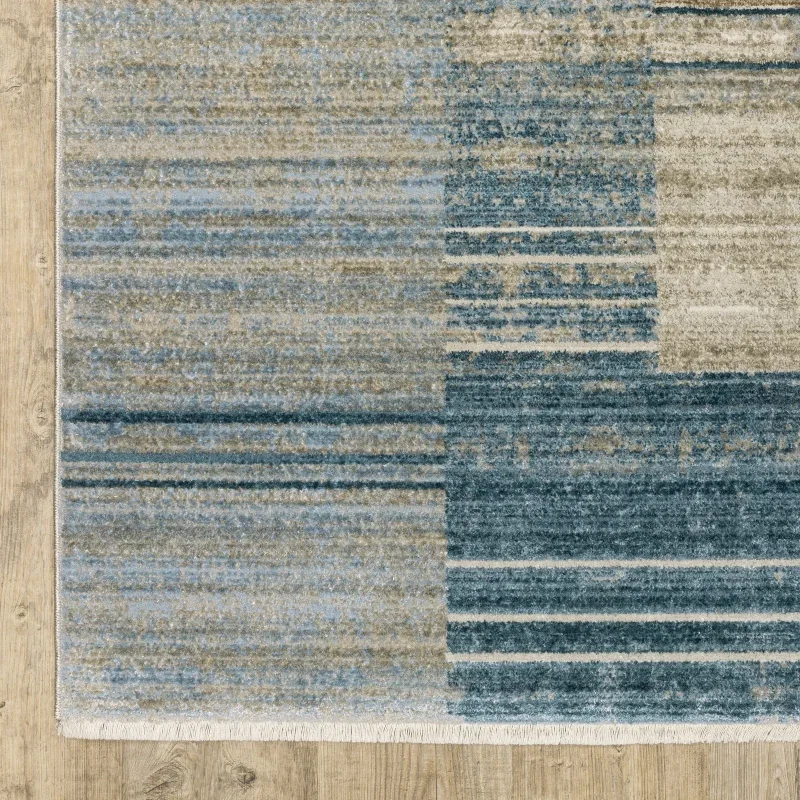 Tapete Bruma Bloques en Azul sobre el piso 3
