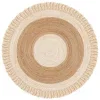 Tapete Cabo Trenzado con Flecos en Beige con Natural, versión redonda 3