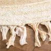 Tapete Cabo Trenzado con Flecos en Beige con Natural, detalle de la versión redonda