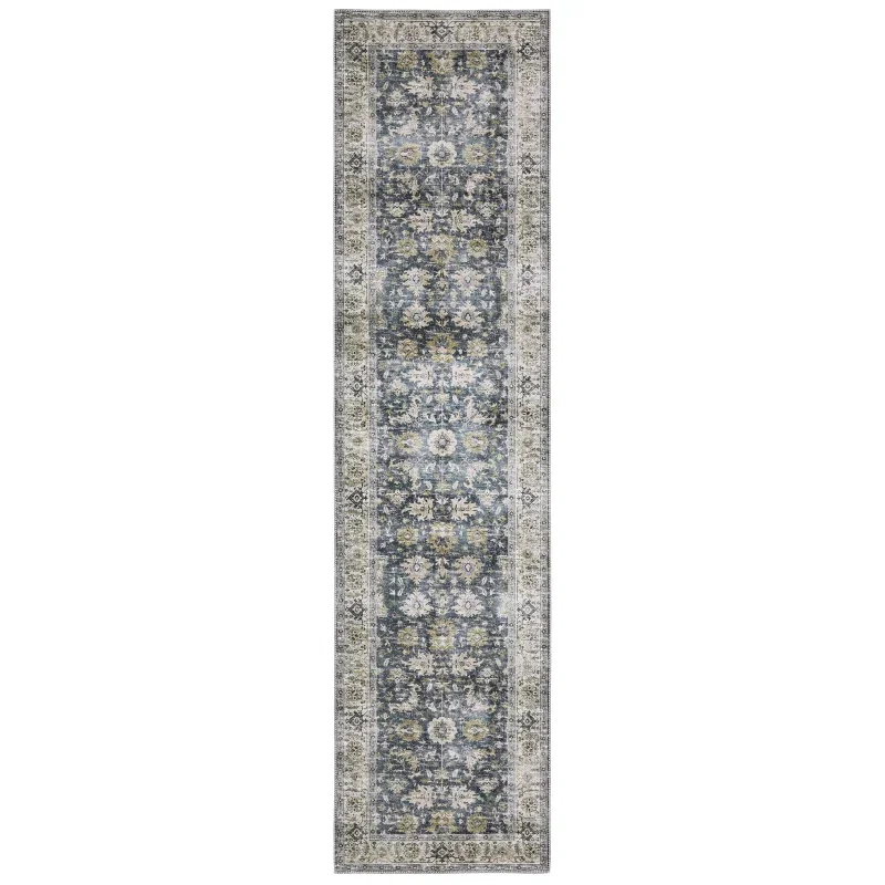 Tapete Carlota Floral en Azul Pizarra, versión corredor