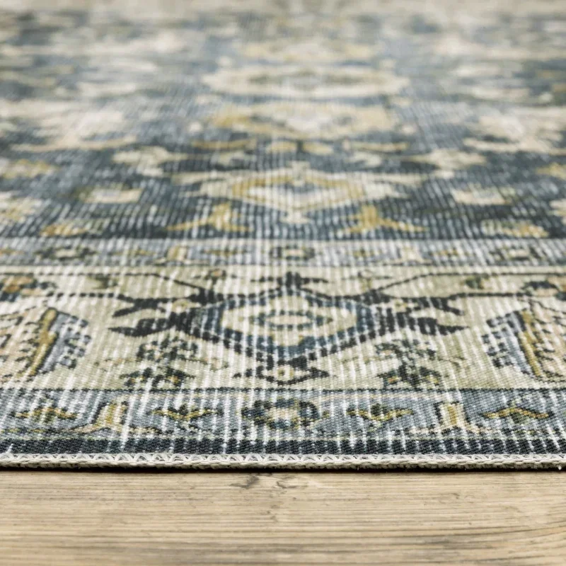 Tapete Carlota Floral en Azul Pizarra, detalle de la textura