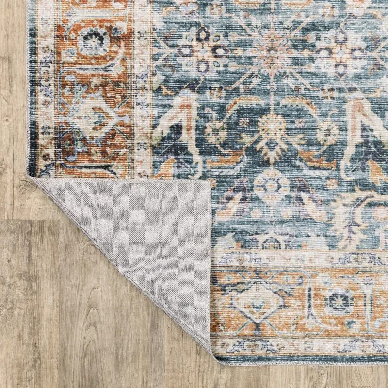Tapete Carlota Persa en Azul con Terracota