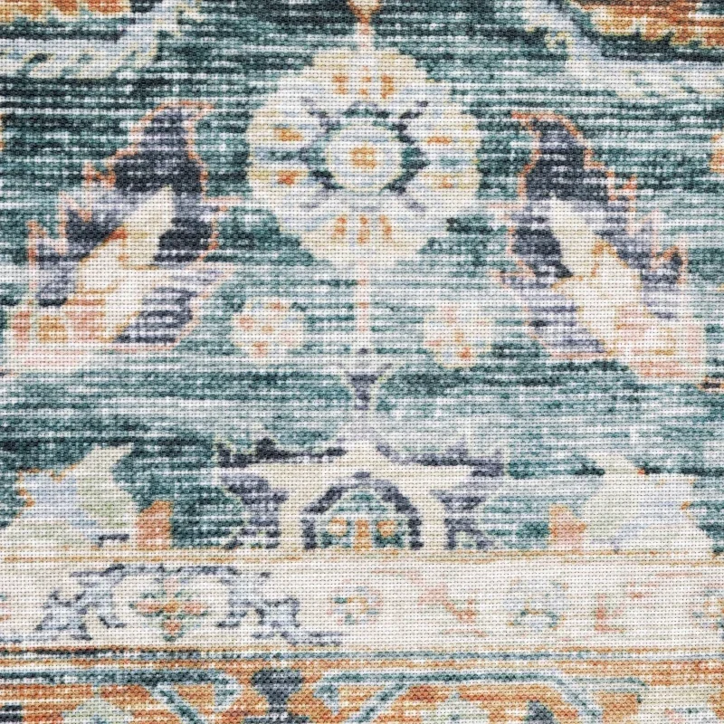 Tapete Carlota Persa en Azul con Terracota
