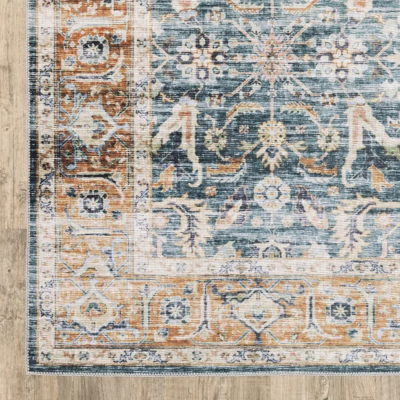 Tapete Carlota Persa en Azul con Terracota