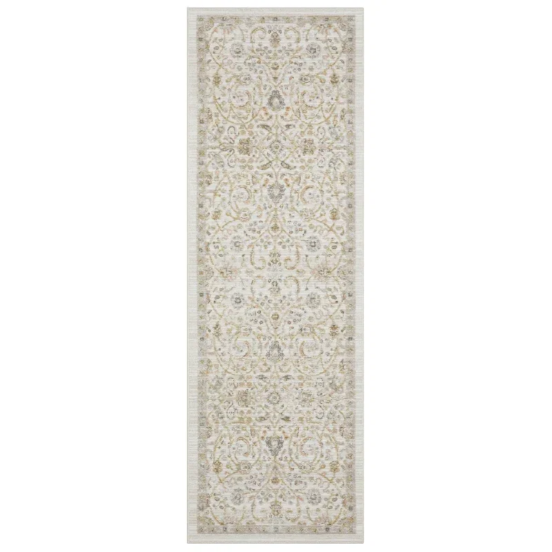 Tapete Cava Floral Persa en Marfil con Oro