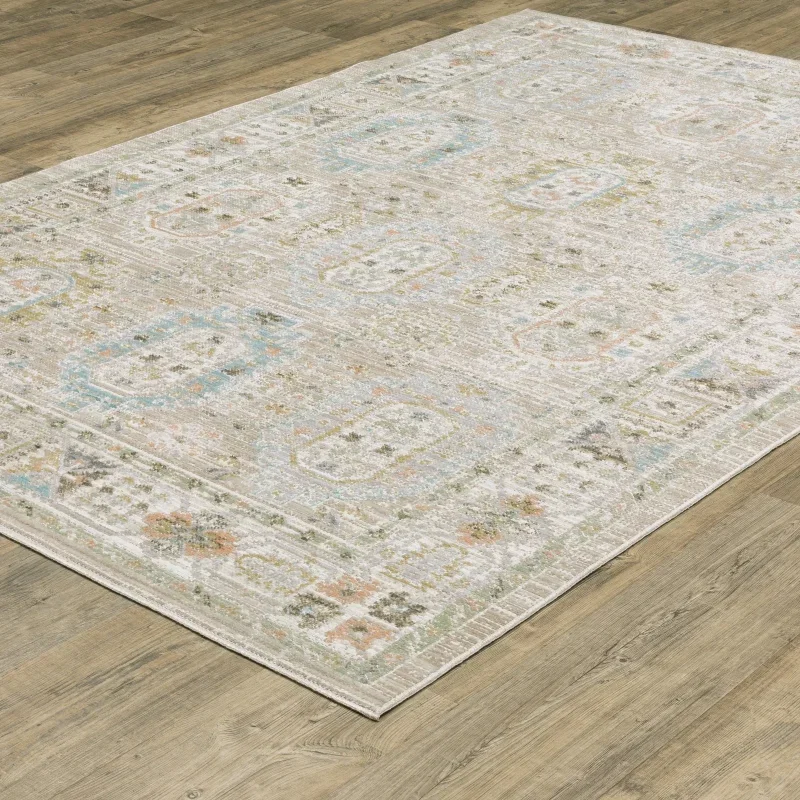 Tapete Cava Persa en Beige con Azul