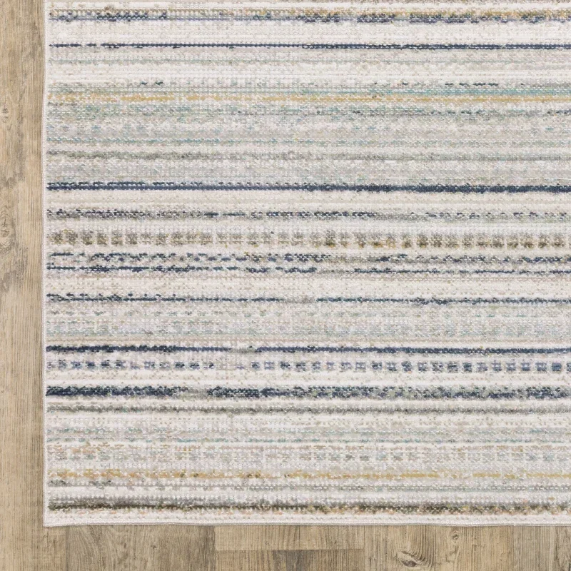 Tapete Cava Rayas Finas en Beige con Verde, detalle de la textura 3