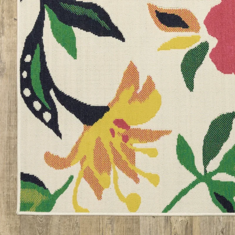 Tapete Colibrí Floral en Marfil