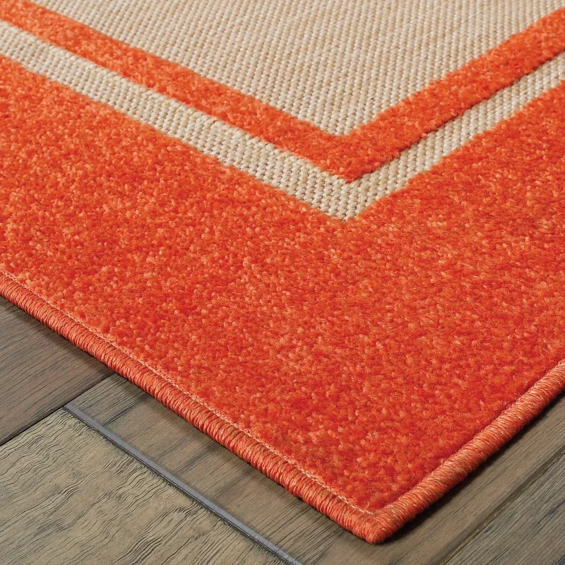 Tapete Cozumel Liso con Borde en Naranja