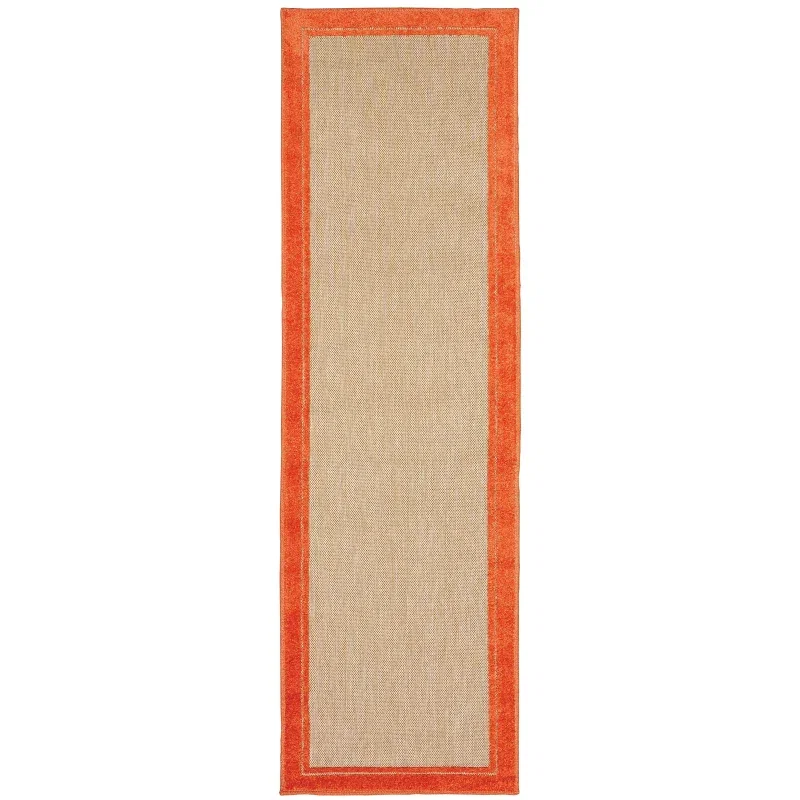 Tapete Cozumel Liso con Borde en Naranja