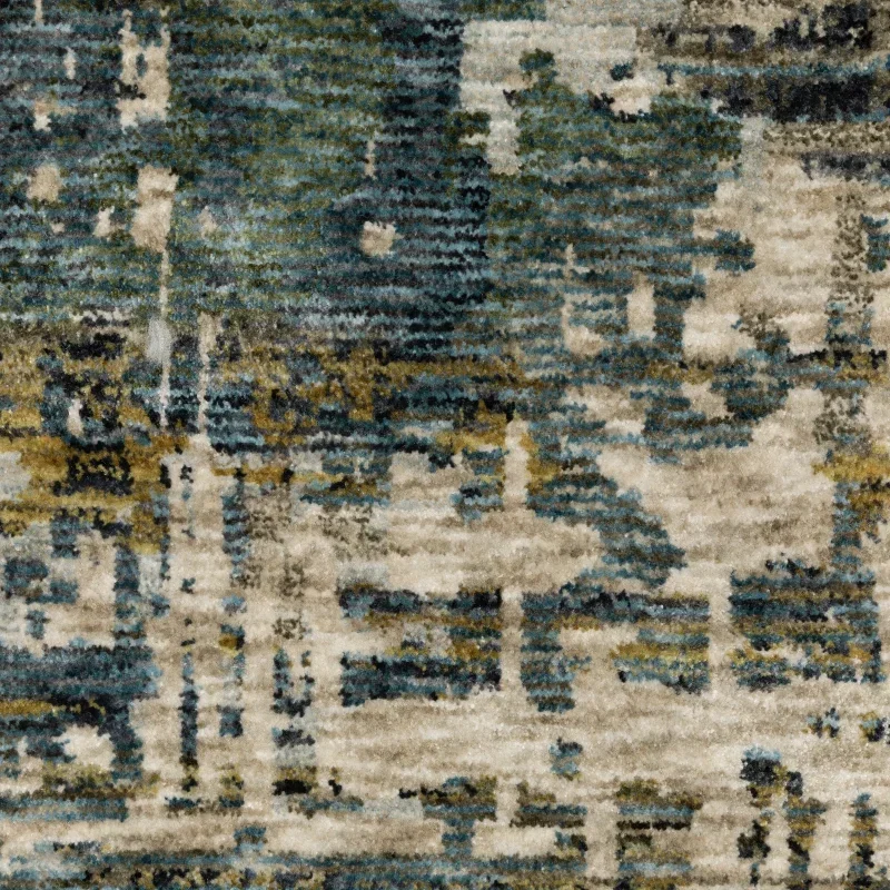 Tapete Cubierta Abstracta con Azul y Oliva