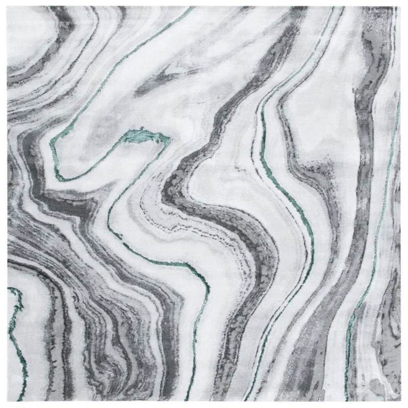 Tapete Destreza Abstracto en Gris con Verde