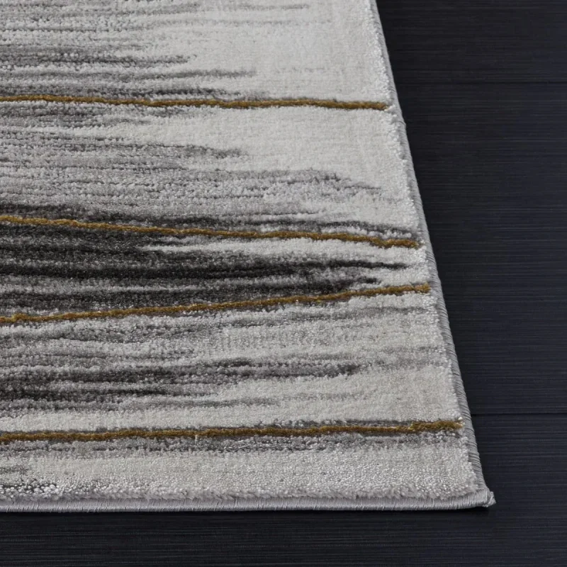 Tapete Destreza de Brochazos Horizontales en Gris con Dorado
